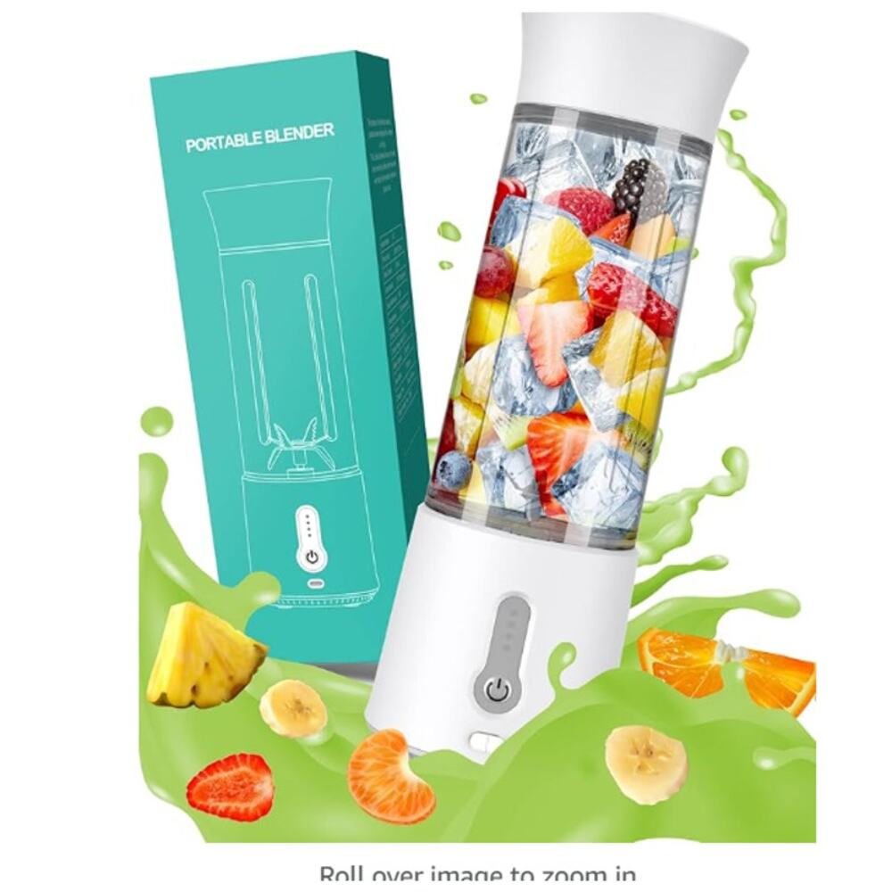 Blender, Cordless Portable Shakes & Smoothies, 17oz. USB-C Recharge 6 Blades